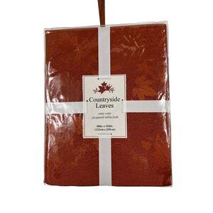 Benson Mills Fall Countryside Leaves Raised Jacquard Rust Tablecloth 60" X 102"